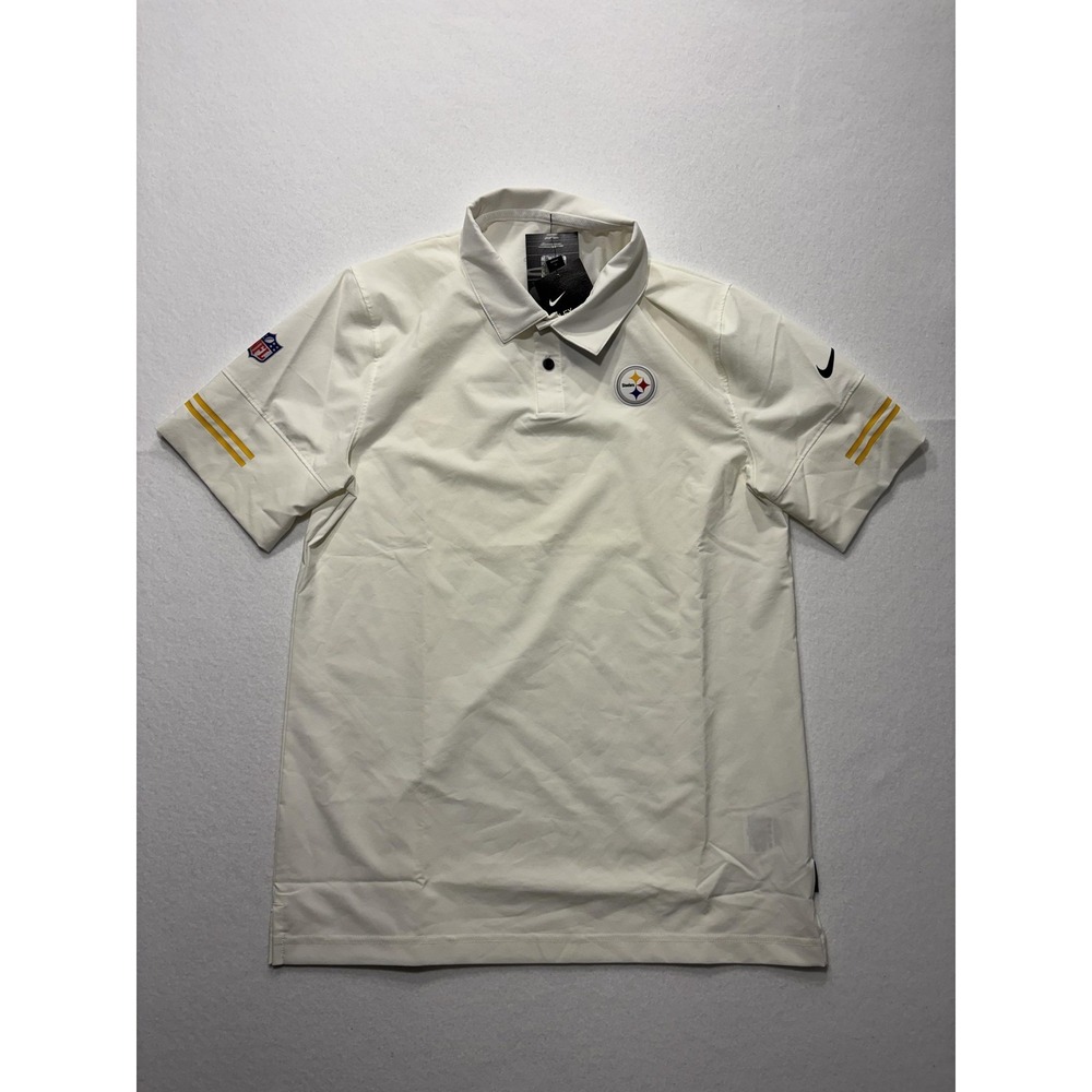 Pittsburgh Steelers Polo Shirt Mens Medium White NFL Football Nike Dri Fit